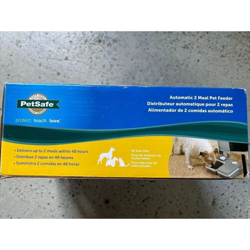 NIB PetSafe Automatic 2 Meal Pet Feeder Up To 1.5 Cups Each‎ Bowl New